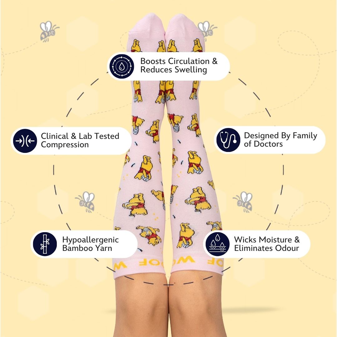 Disney’s Winnie the Pooh Bamboo Compression Socks, Honey Pot