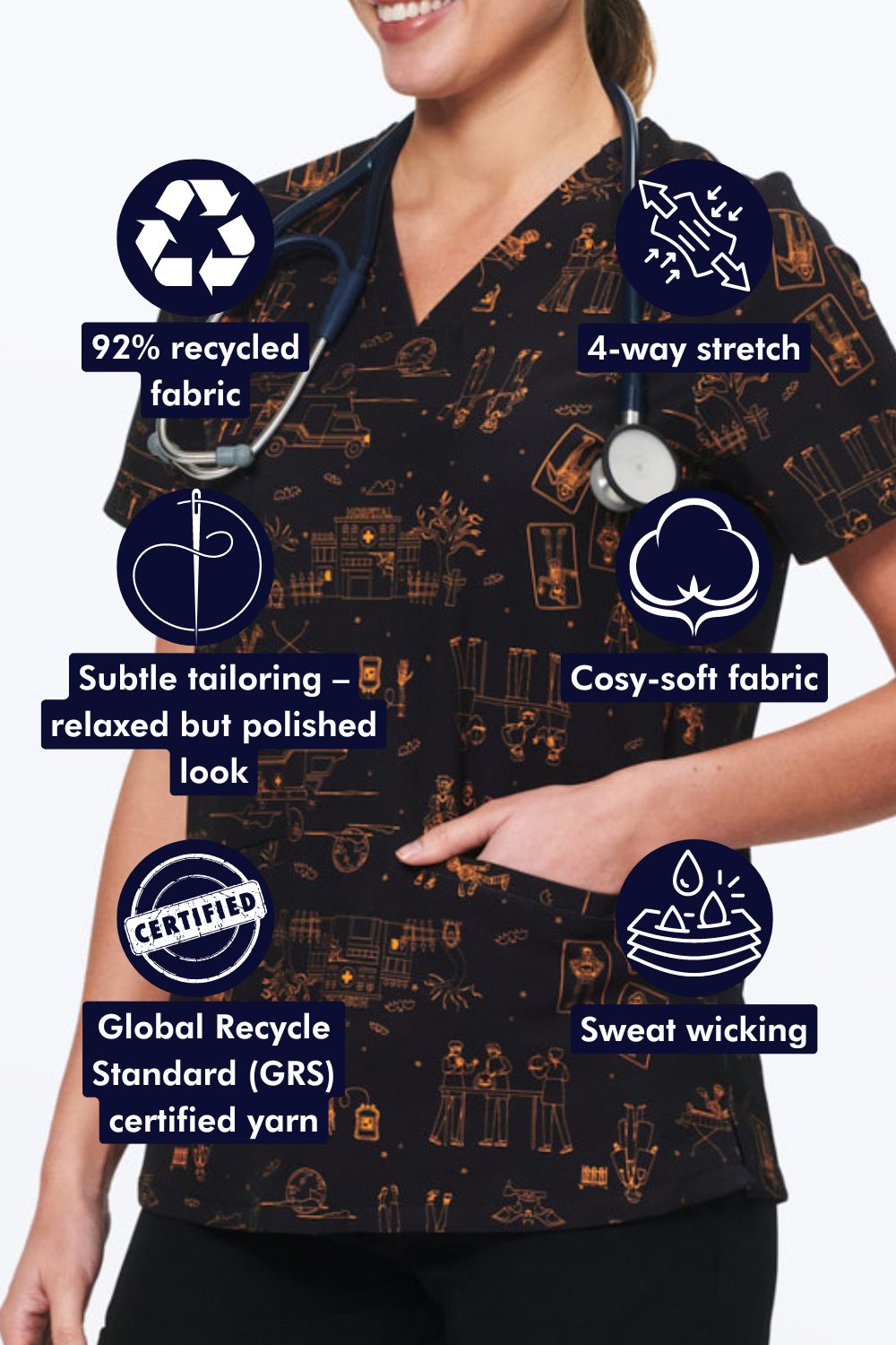 Haunted Hospital Women’s 3-Pocket Scrub Top