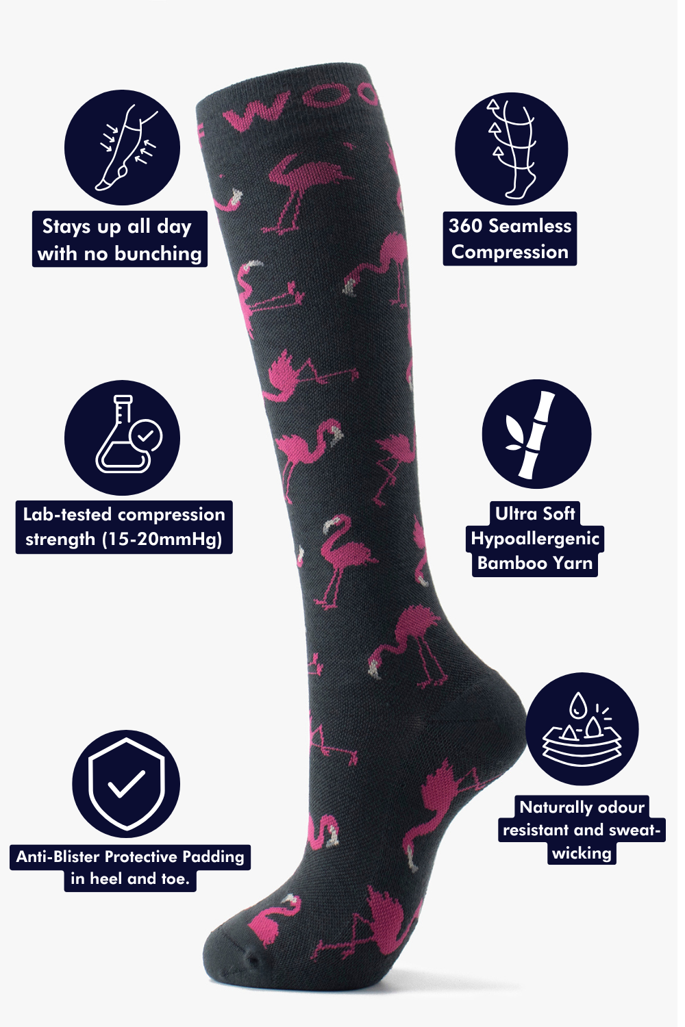 Flamingo Bamboo Compression Socks