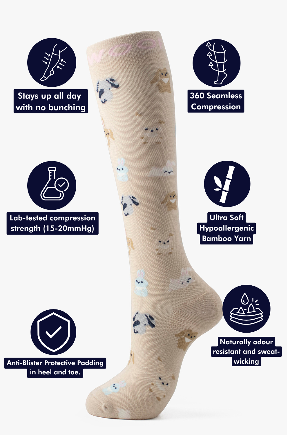 Bunnies Bamboo Compression Socks