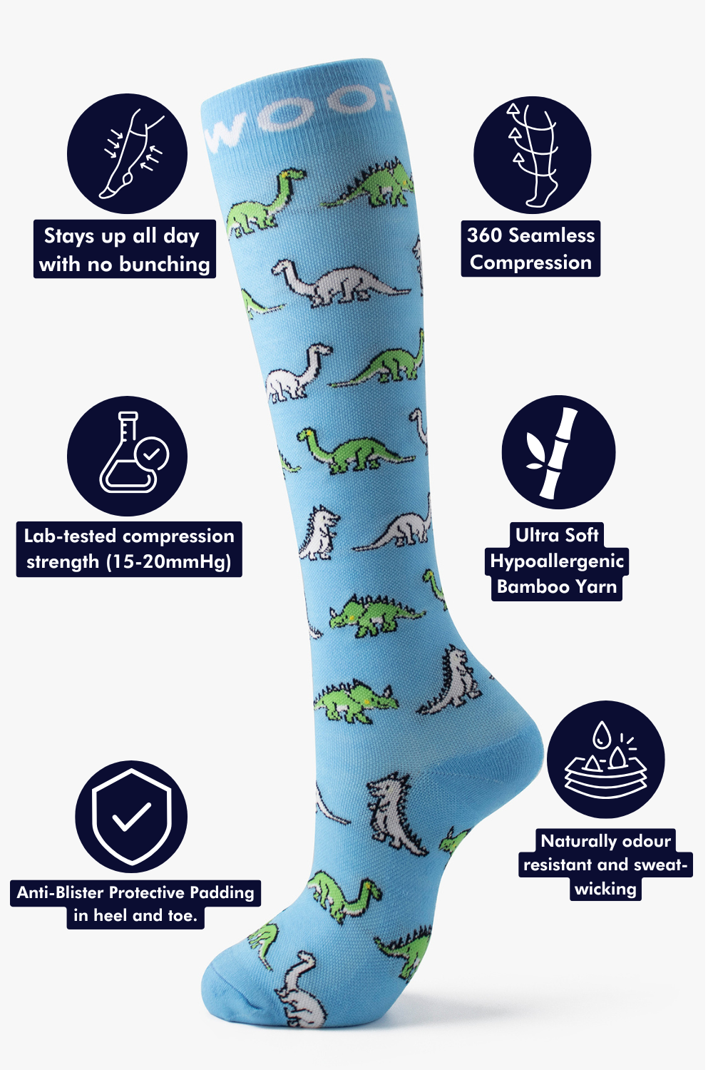 Dinosaurs Bamboo Compression Socks