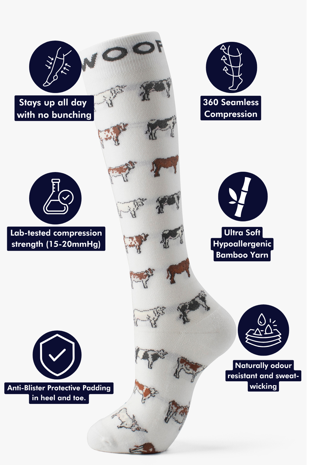 Cows Bamboo Compression Socks