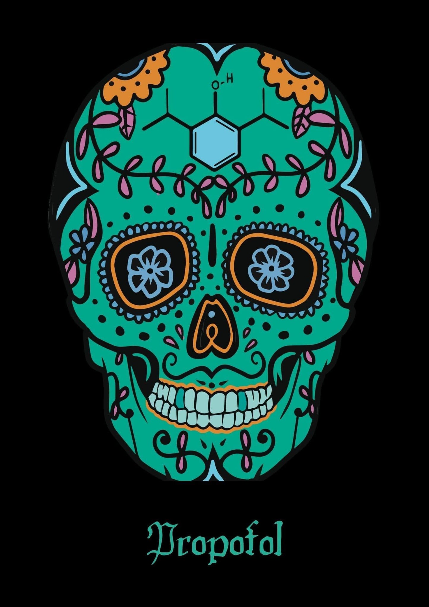 Dr. Woof Sugar Skulls Anesthesia Surgical Scrub Cap Design 